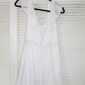 Alice + Olivia White Eyelet Ruffle Mini Dress